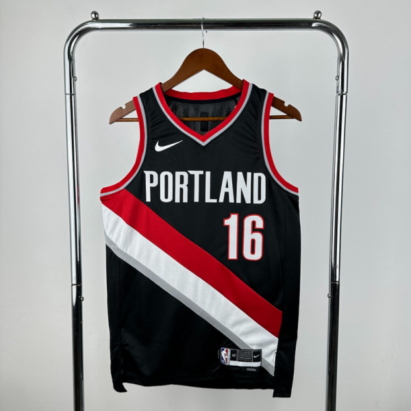 NBA Portland Trail Blazers 2023 V-Neck Black jersey YANG#16 S-XXL