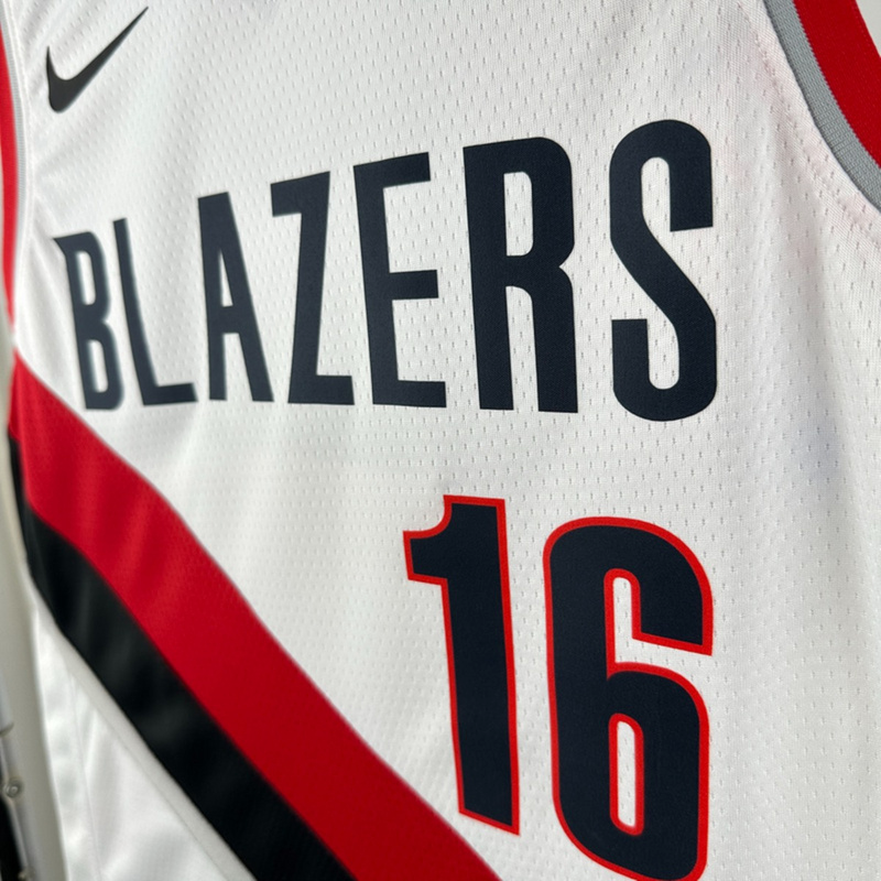 NBA Portland Trail Blazers 2023 V-Neck White jersey YANG#16 S-XXL
