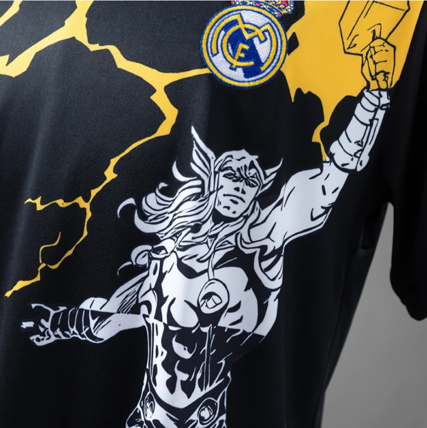 2025/26 Real Madrid Marvel Comics Black jersey Fan version