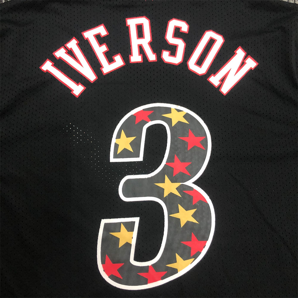 NBA Philadelphia 76ers Mitchellness Black Jersey IVERSON#3 S-XXL