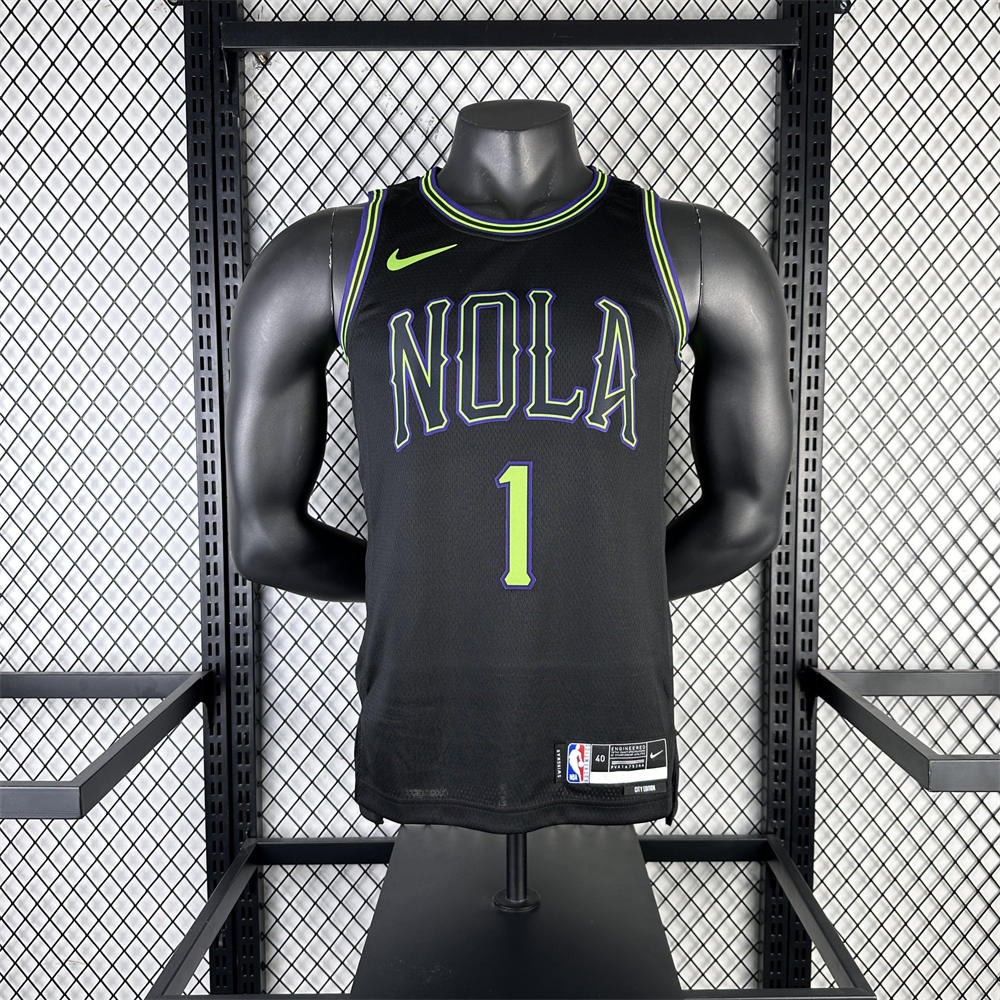 NBA New Orleans Pelicans 2024 City Edition Round Neck Black jersey WILLIAMSON#1 S-XXL