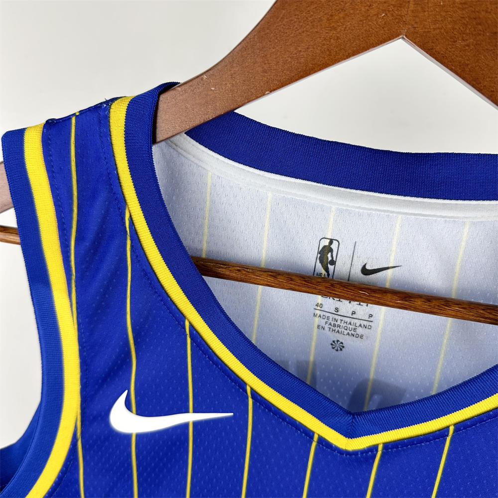 NBA Indiana Pacers 2021 City Edition V-Neck Retro Blue Jersey HALIBURTON#0 S-XXL