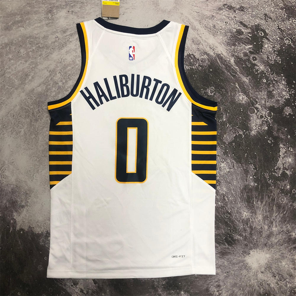 NBA Indiana Pacers V-Neck White Jersey HALIBURTON#0 S-XXL