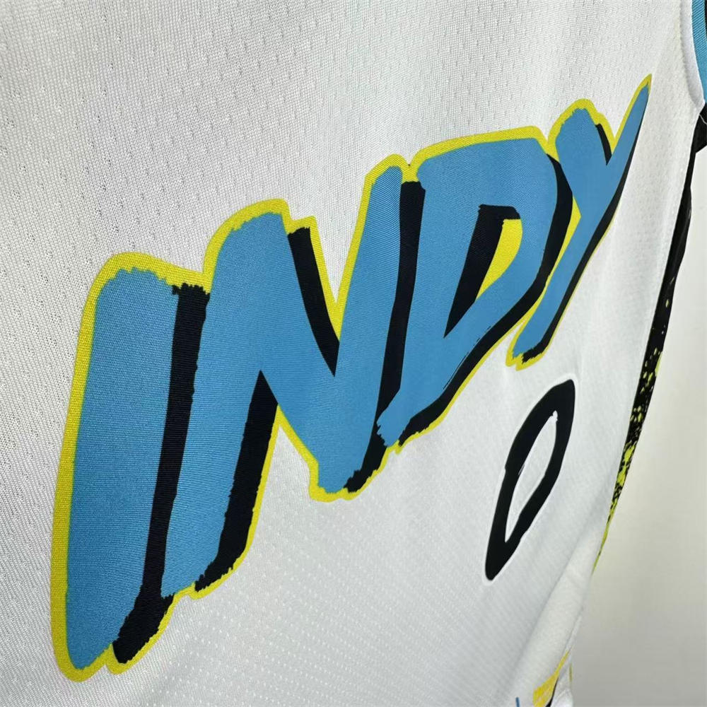 NBA Indiana Pacers 24/25 City Edition V-Neck White Jersey HALIBURTON#0 S-XXL