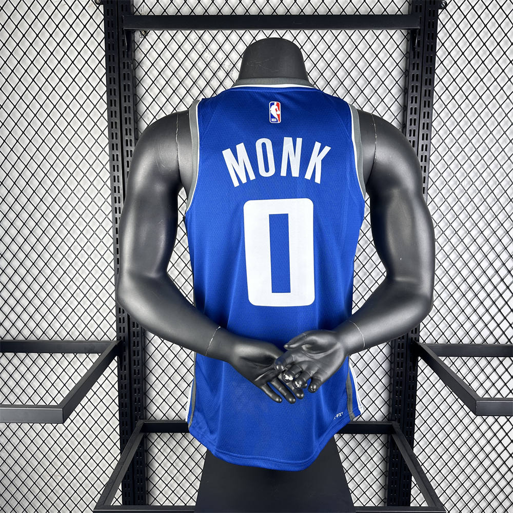 NBA Scaramento Kings 2024 V-Neck City Edition Blue jersey MONK#0 S-XXL