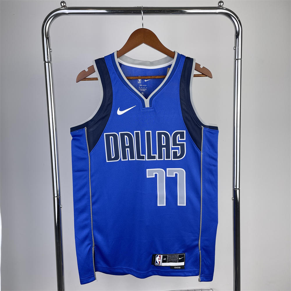 NBA Dallas Mavericks V-Neck Blue Jersey DONCIC#77 S-XXL