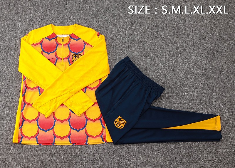 24/25 Barcelona Red Yellow Long-sleeved half-pull training kit Football team kit