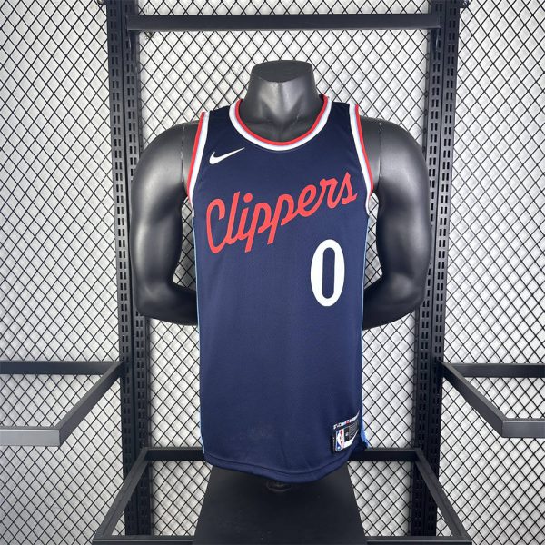 NBA Los Angeles Clippers 24/25 Round Neck dark blue Jersey WESTBROOK#0 S-XXL