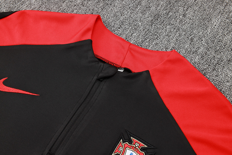 24/25 Portugal  Black Long-sleeved half-pull training kit Football team kit