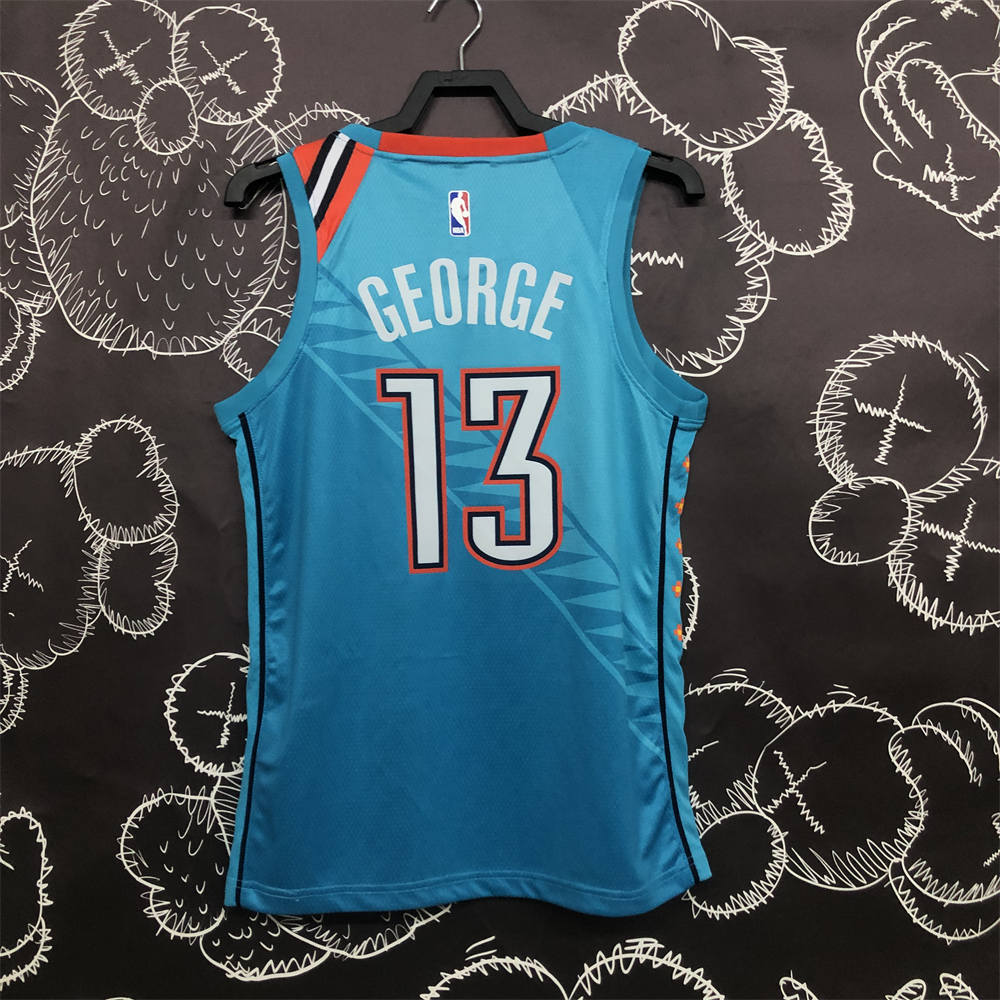 NBA Oklahoma City Thunder V-Neck Blue Jersey GEORGE#13 S-XXL