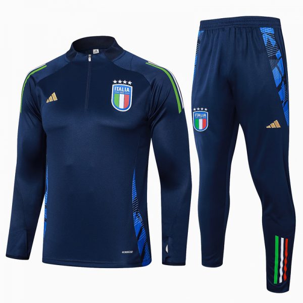 2024 Italy Royal Blue Long-sleeved half-pull training kit Football team kit