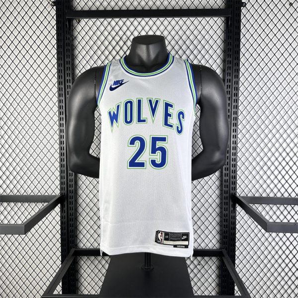 NBA Minnesota Timberwolves Retro Roud White Jersey ROSE#25 S-XXL
