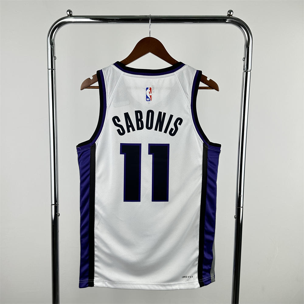NBA Scaramento Kings 2024 V-Neck White jersey SABONIS#11 S-XXL