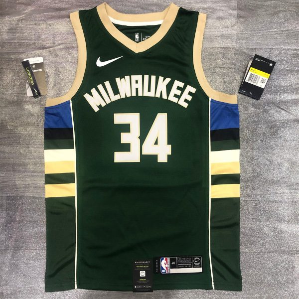 NBA Milwaukee Bucks V neck Green jersey ANTETOKOUNMPO#34 S-XXL