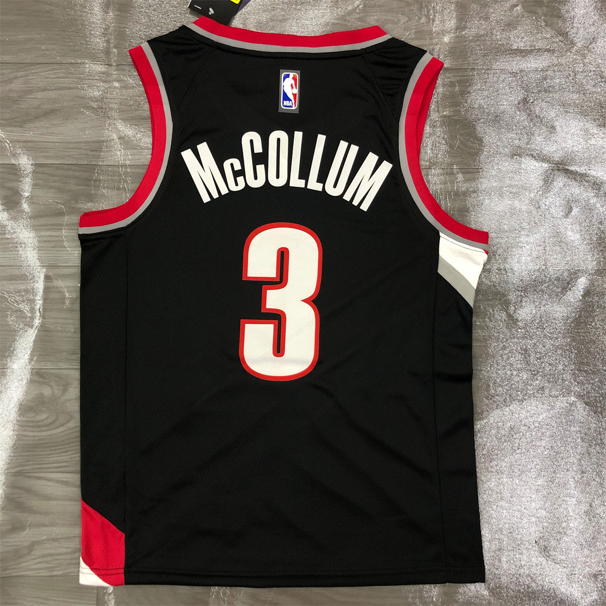 NBA Portland Trail Blazers V-Neck Black Jersey McCOLLUM#3 S-XXL
