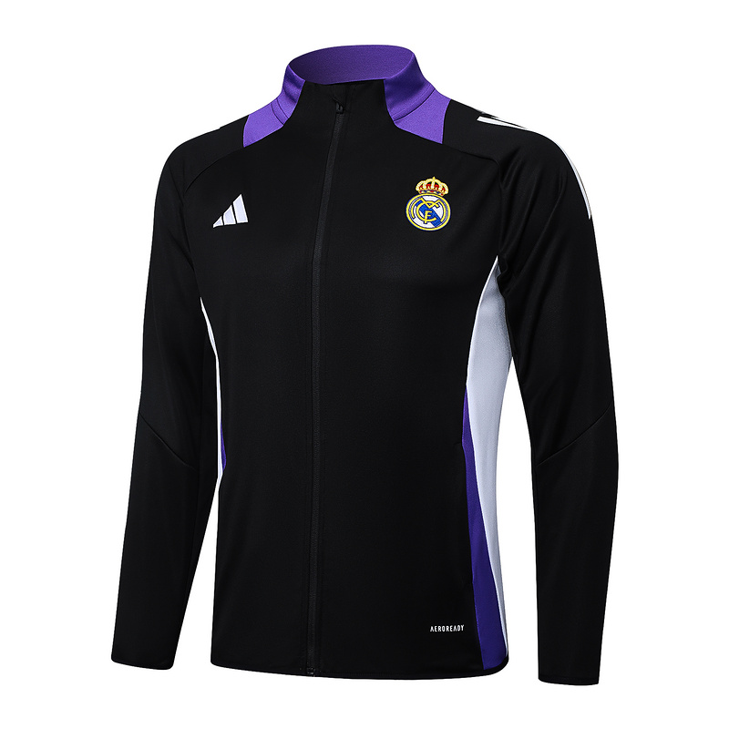 2024/25 Real Madrid Black Jacket Training Suit Set Football Team Shirt Sports Fashion