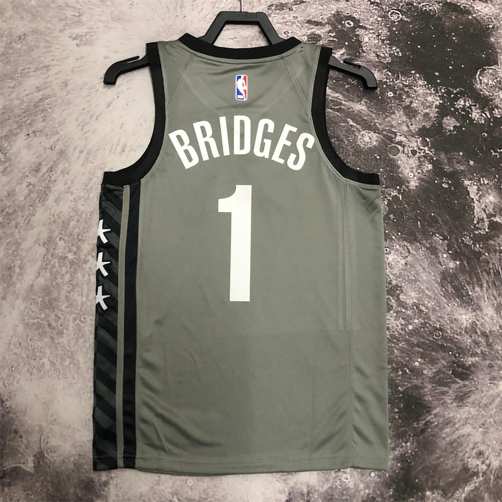 NBA Brooklyn Nets V-Neck Grey Jersey BRIDGES#1 S-XXL