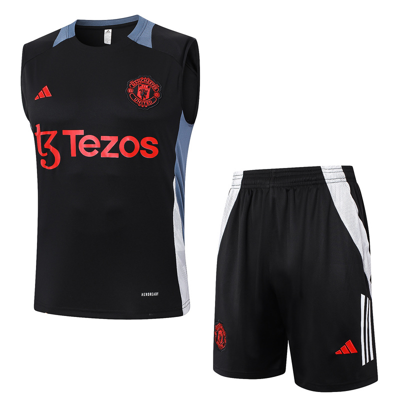 24/25 Manchester United Black Training Set Shirt and Shorts