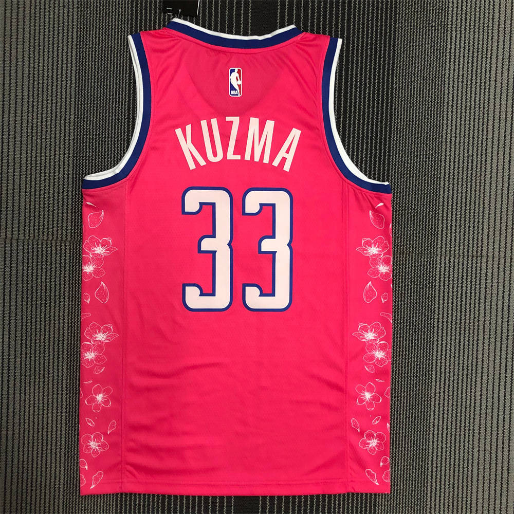 NBA Washington Wizards V-Neck Pink Jersey KUZMA#33 S-XXL