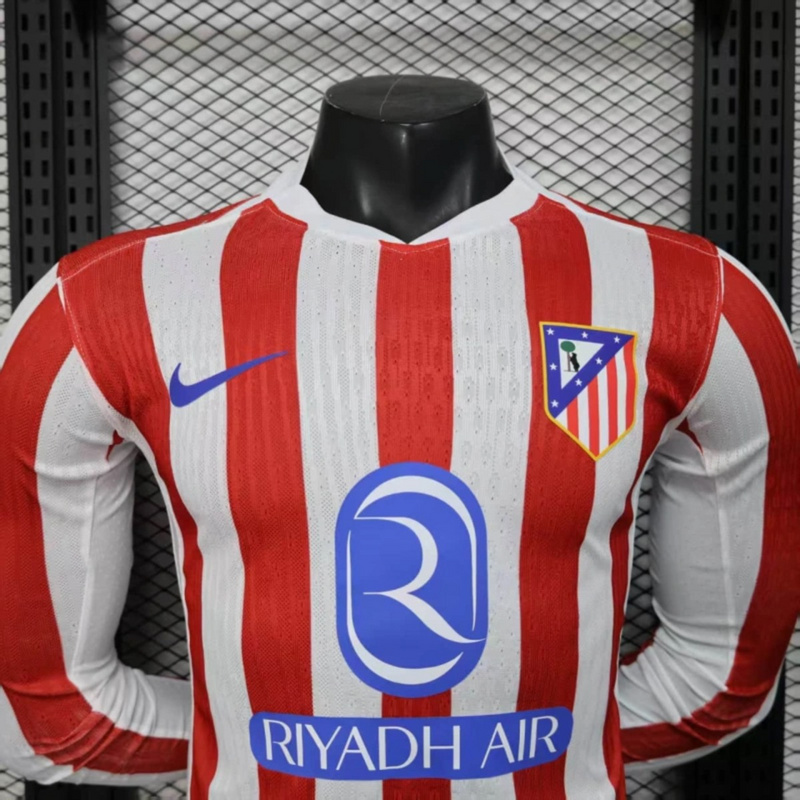 2025/26 Atletico Madrid home Long Sleeve Jersey Player Version