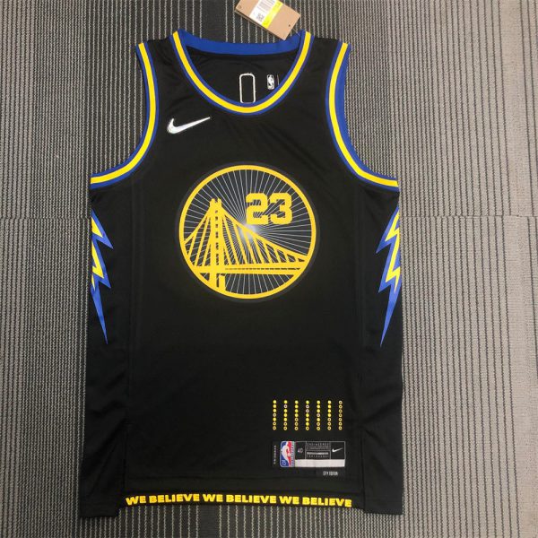 NBA Golden State Warriors V-Neck 75th anniversary Black Jersey GREEN#23 S-XXL