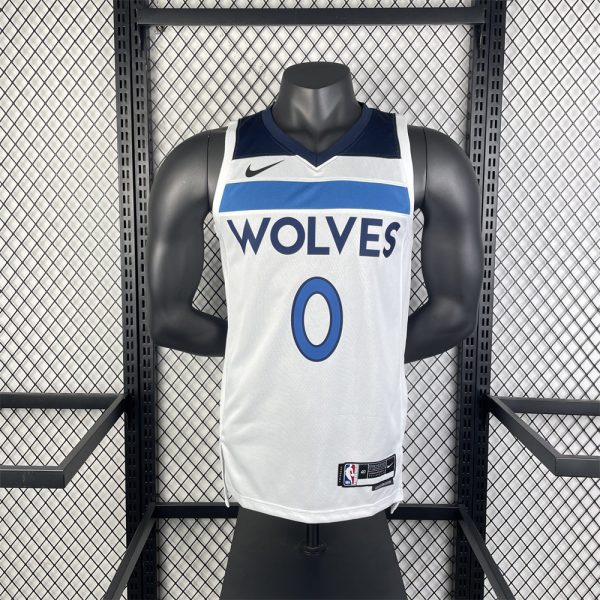 NBA Minnesota Timberwolves 2023 V-Neck White Jersey RUSSELL#0 S-XXL