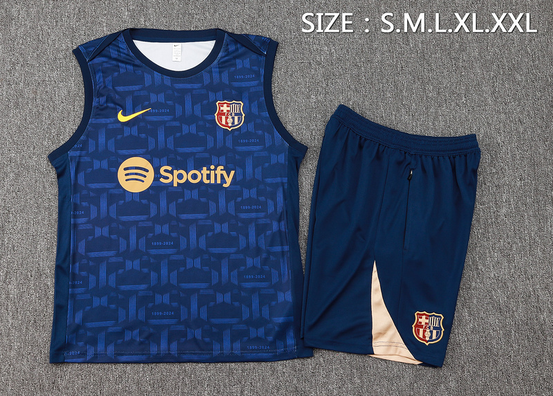 24/25 Barcelona royal blue raining Set Shirt and Shorts