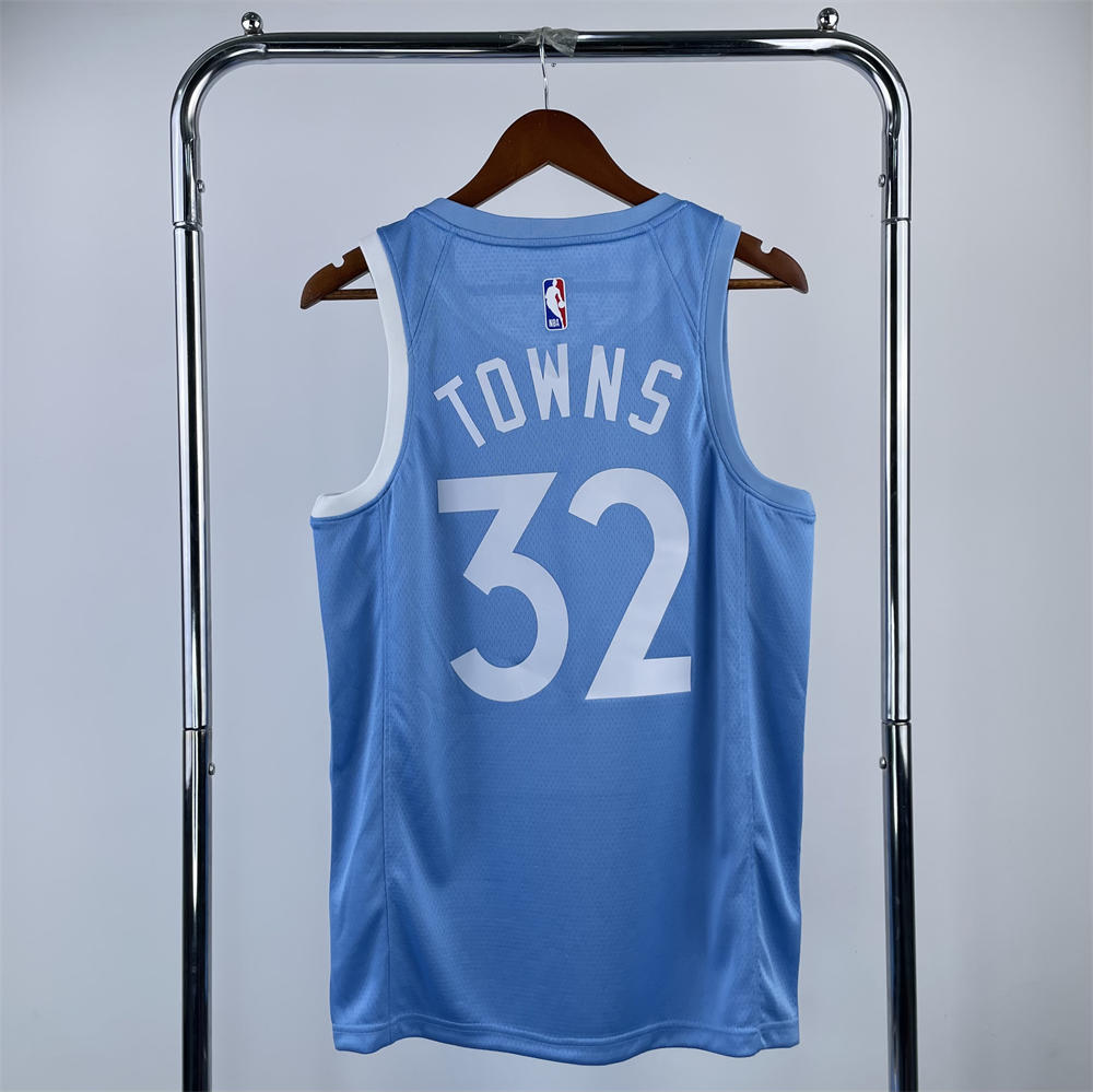 NBA Minnesota Timberwolves V-Neck North Carolina Blue Jersey TOWN#32 S-XXL