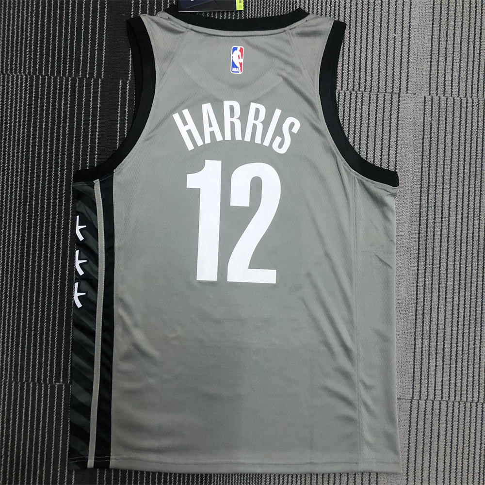 NBA Brooklyn Nets V-neck Grey Jersey HARRIS#12 S-XXL