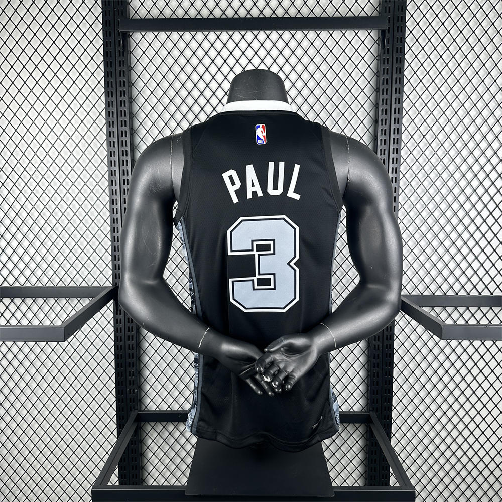 NBA San Antonio Spurs V-Neck Black jersey PAUL#3 S-XXL