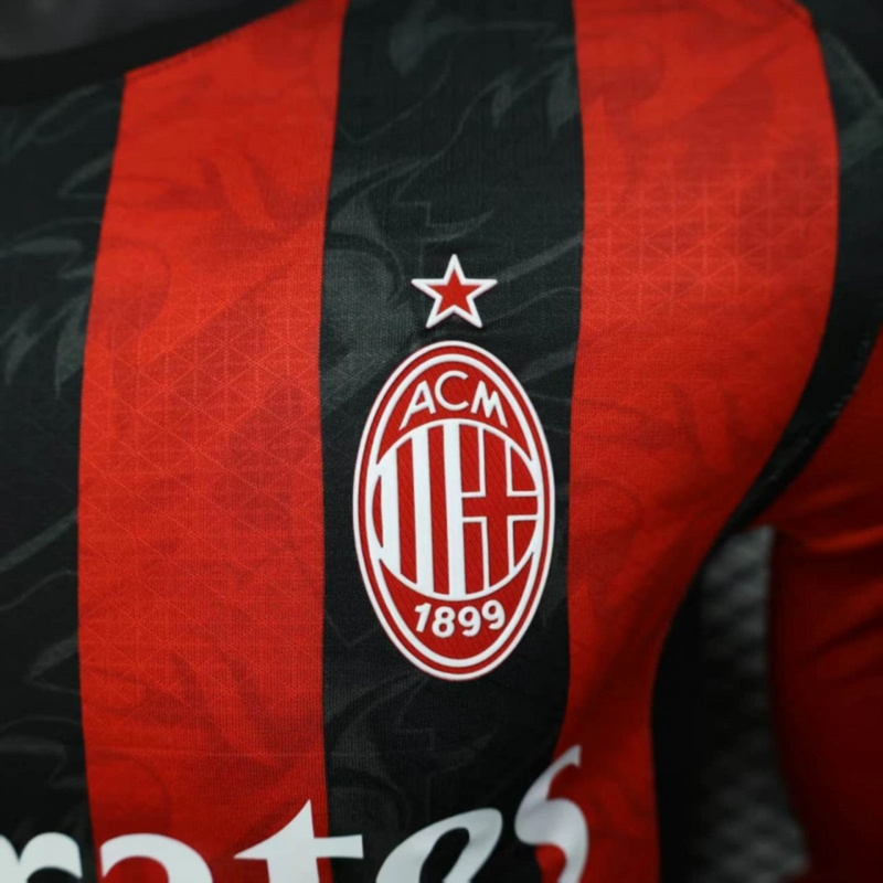 2025/26 AC Milan Home Long Sleeve Jersey Player Version