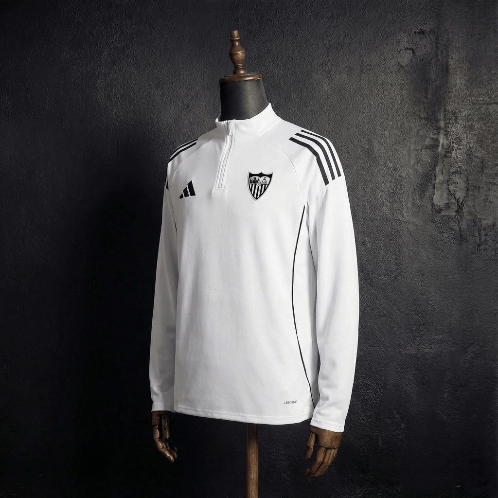 2025/26 Sevilla Half-Pull long Sleeve White Hoodie