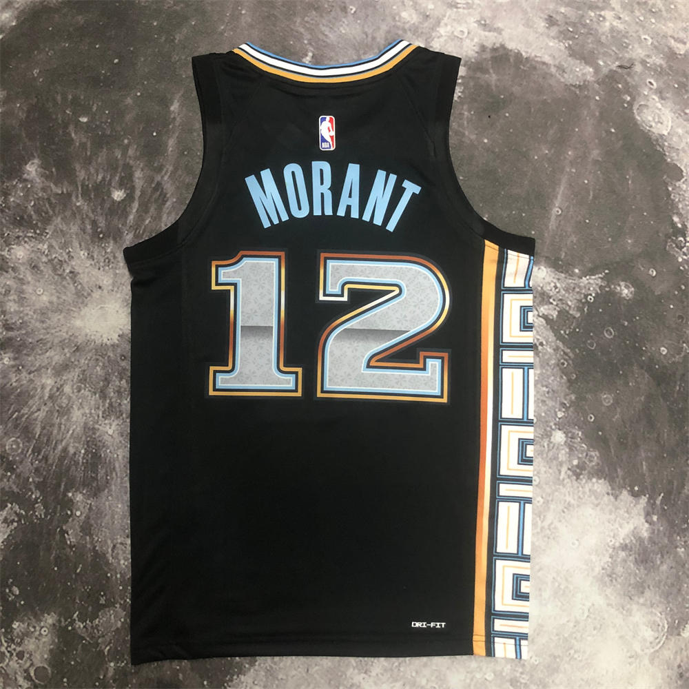 NBA Memphis Grizzies V-Neck Black Jersey MORANT #15 S-XXL