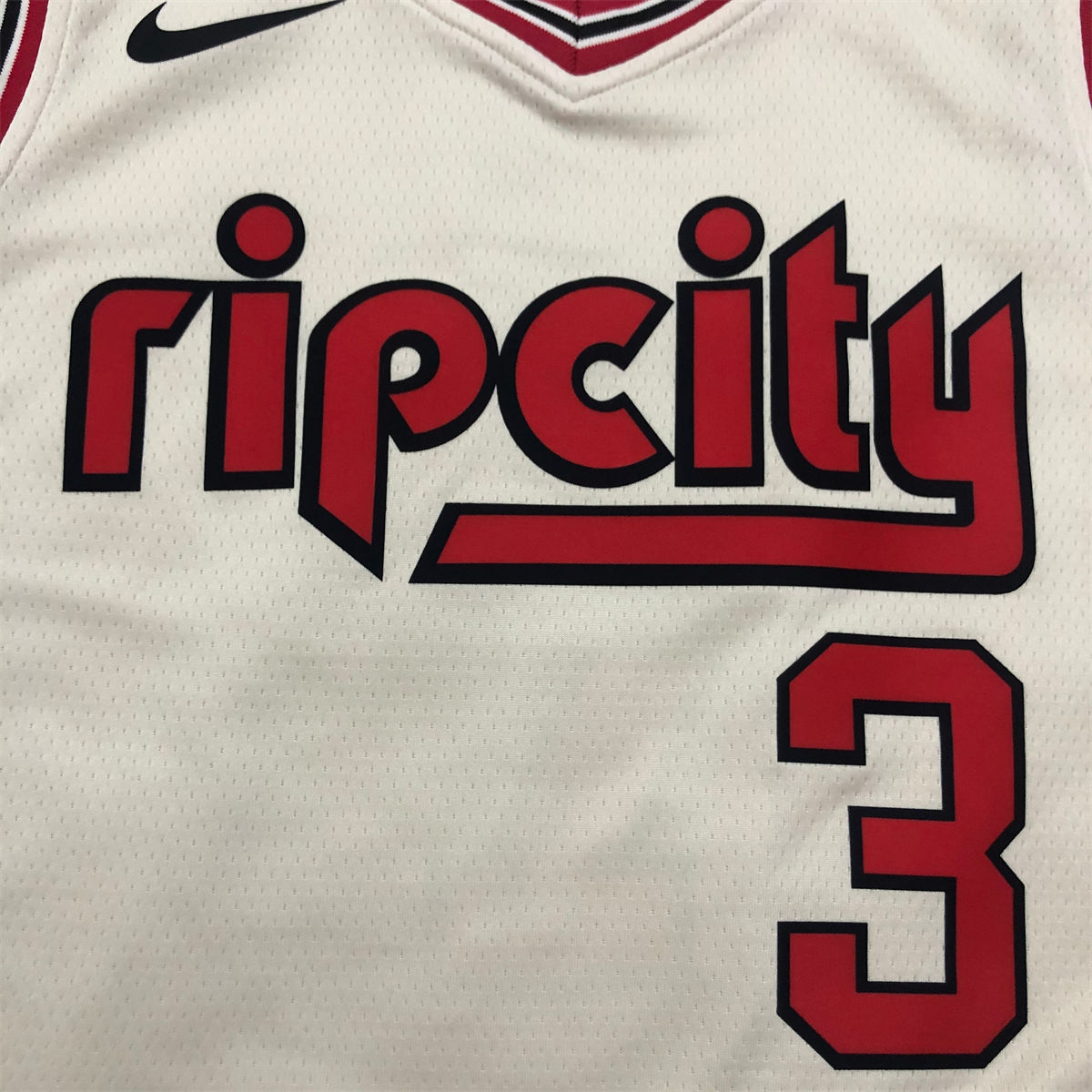 NBA Portland Trail Blazers V-Neck White Jersey McCOLLUM#3 S-XXL