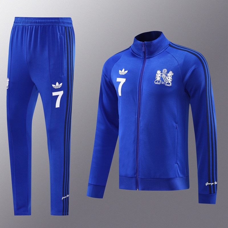 2024 Manchester United Blue Jacket Training Suit Set Football Team Shirt Sports Fashion