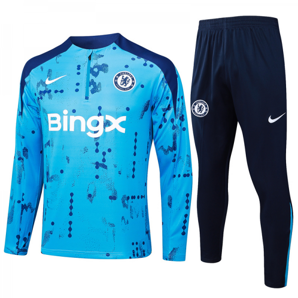 24/25 Chelsea Take blue Long-sleeved half-pull training kit Football team kit