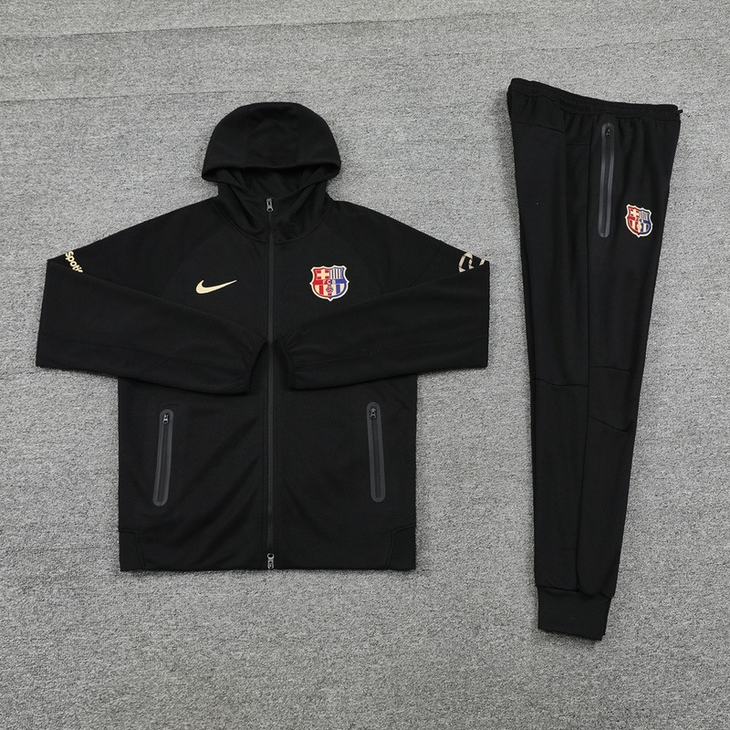 2024 Barcelona Black Hoodie Jacket Kit Set Football Team Shirt Sports Fashion