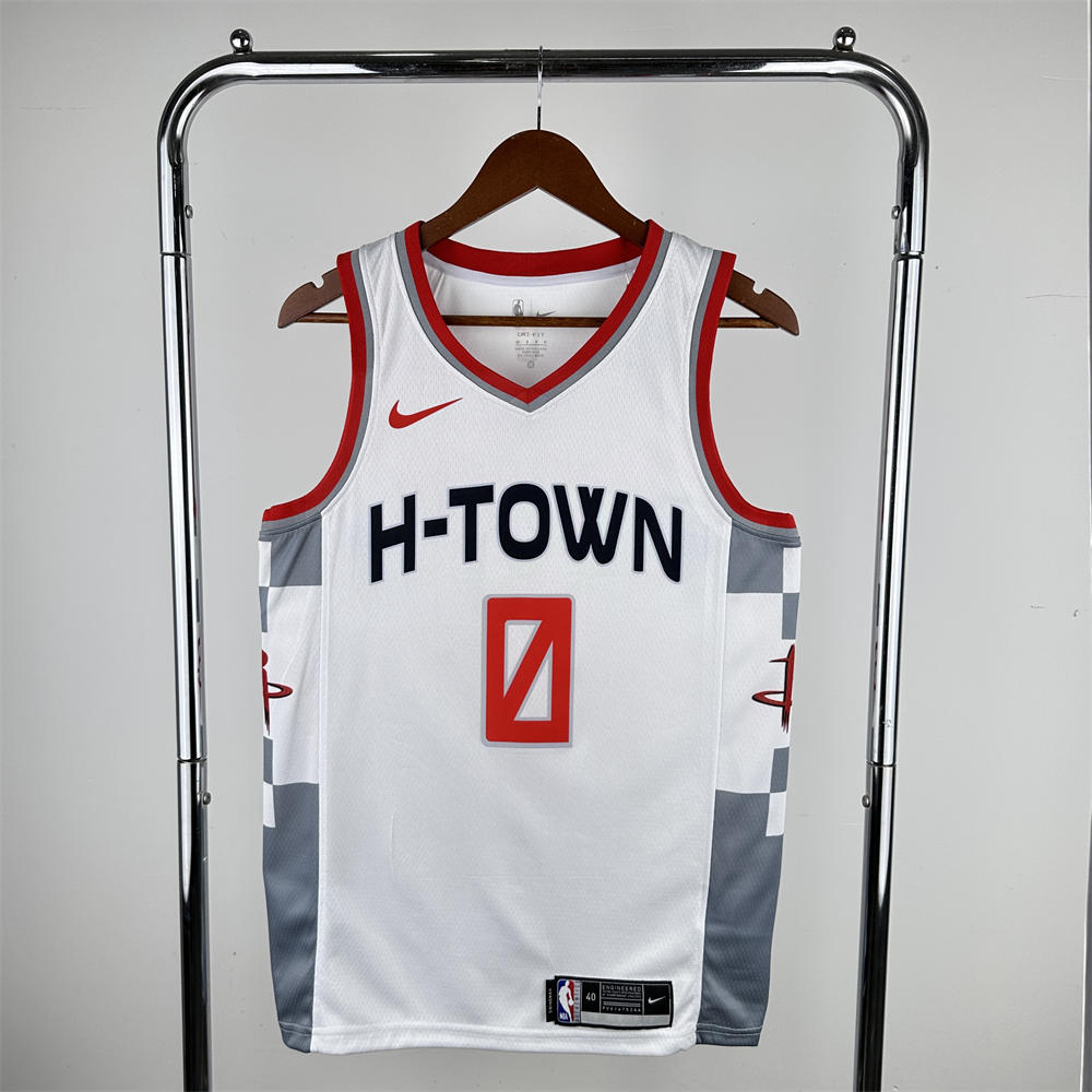 NBA Houston Rockets 2020 V-Neck City Edtion White Jersey WESTBROOK#0 S-XXL