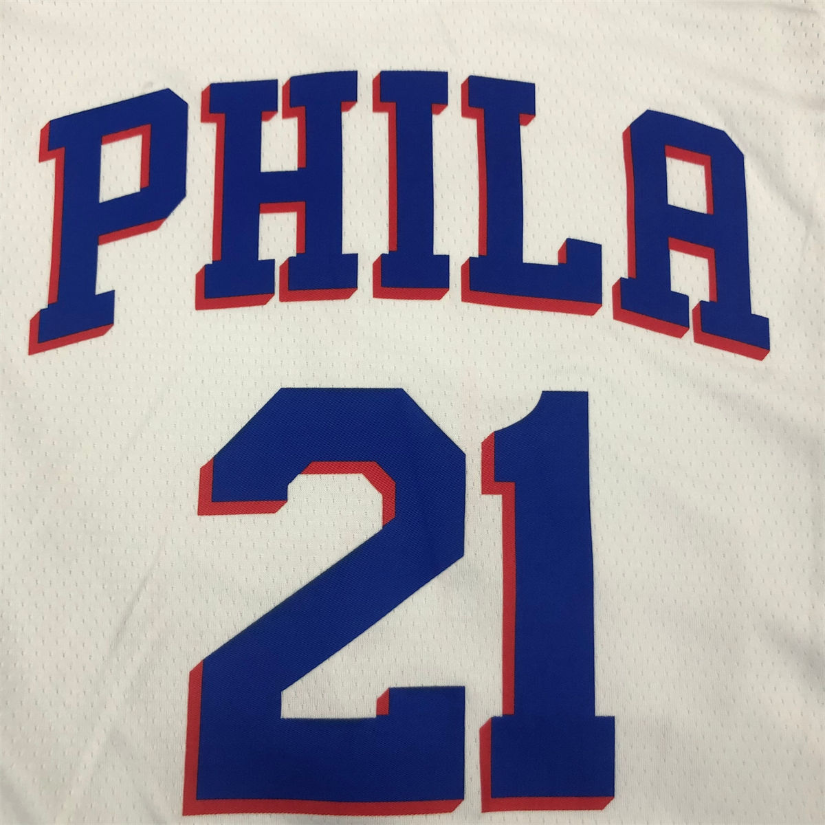 NBA Philadelphia 76ers V-Neck White Jersey EMBIID#21 S-XXL