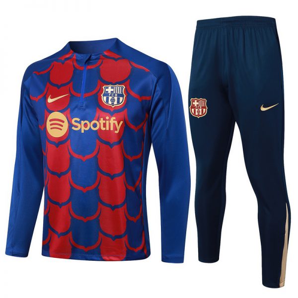 24/25 Barcelona Blue Red Long-sleeved half-pull training kit Football team kit