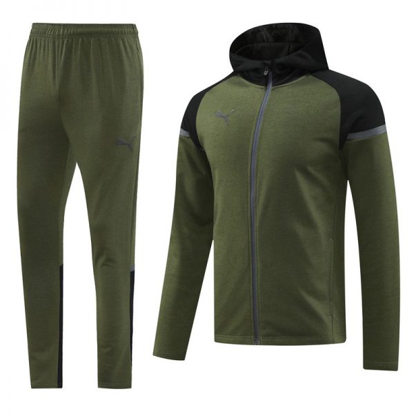 2024 Puma Blackish green Hoodie Jacket Kit Set Football Team Shirt Sports Fashion