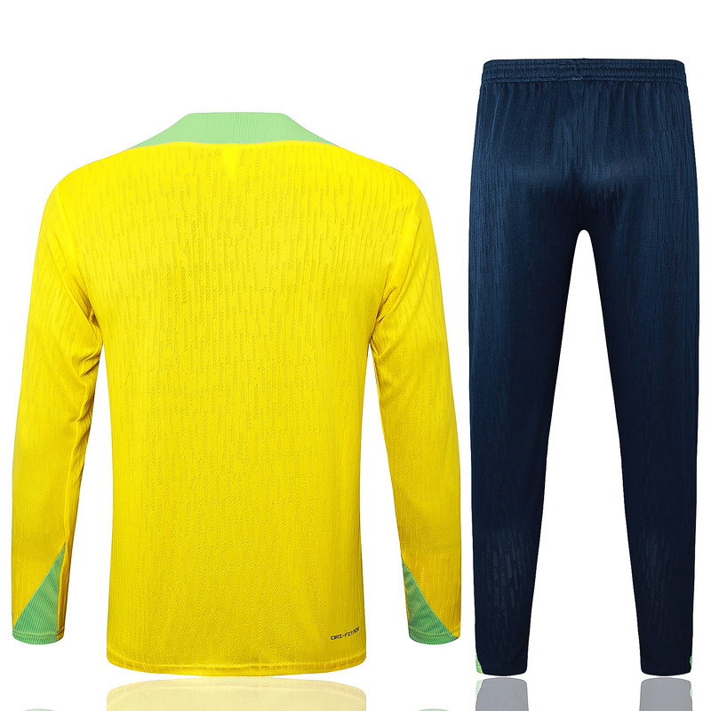 24/25 Brazil Yellow Long-sleeved half-pull training kit Football team kit