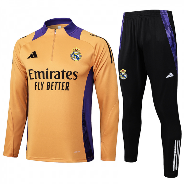 24/25 Real Madrid Orange Long-sleeved half-pull training kit Football team kit