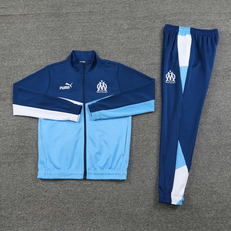 2024 Olympique Marseille Blue Jacket Training Suit Set Football Team Shirt Sports Fashion