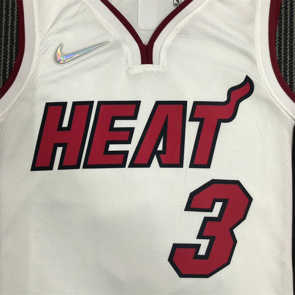 NBA Miami Hearts V-Neck White 75th Anniversary Jersey WADE#3 S-XXL