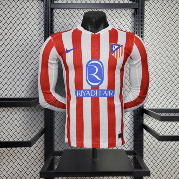 2025/26 Atletico Madrid home Long Sleeve Jersey Player Version