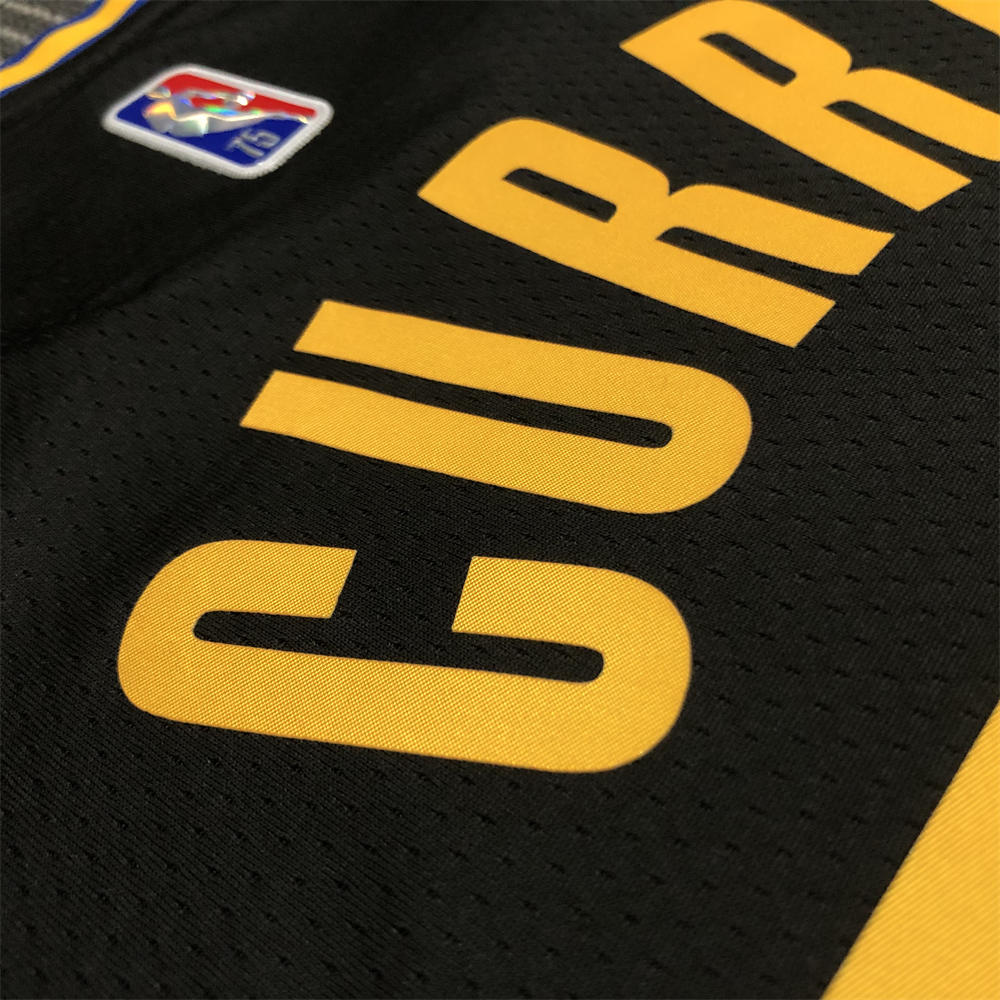 NBA Golden State Warriors V-Neck 75th anniversary Black Jersey CURRY#30 S-XXL