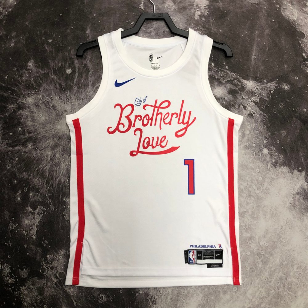 NBA Philadelphia 76ers Round Neck White Jersey HARDEN#1 S-XXL
