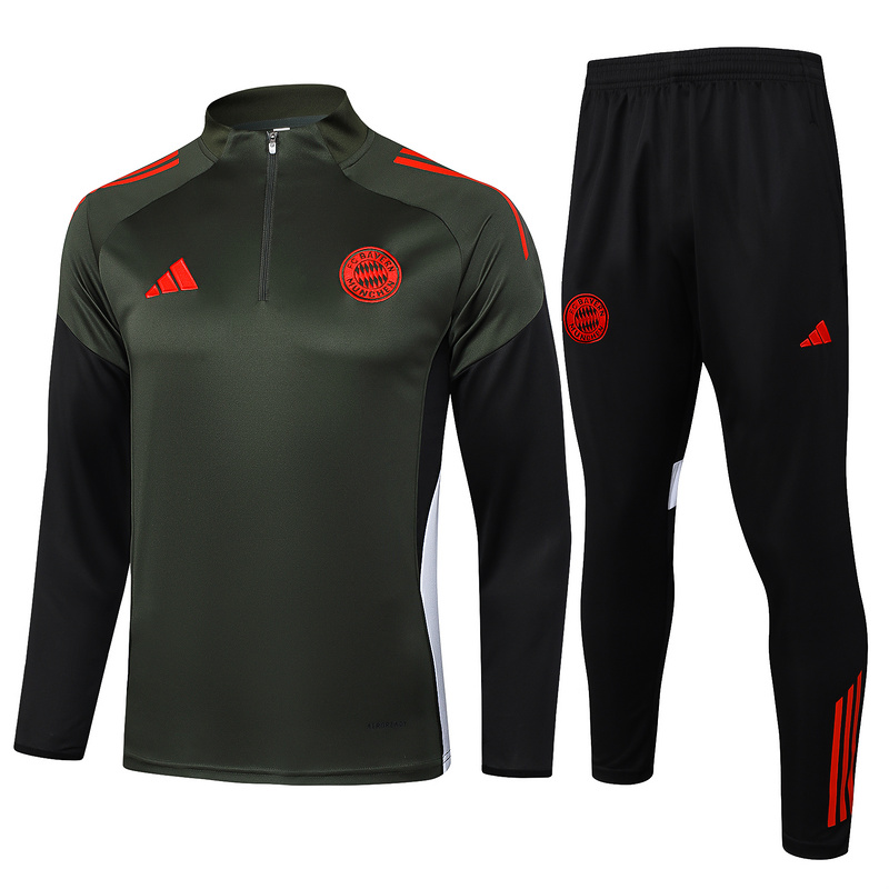 202526 Bayern Munich Dark green Long-sleeved half-pull training kit Football team kit