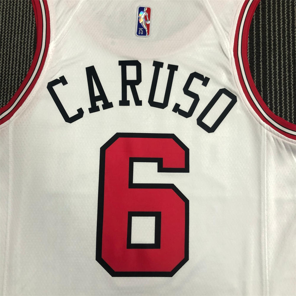 NBA Chicago Bulls Round Neck White 75th anniversaryJersey CARUSO#6 S-XXL